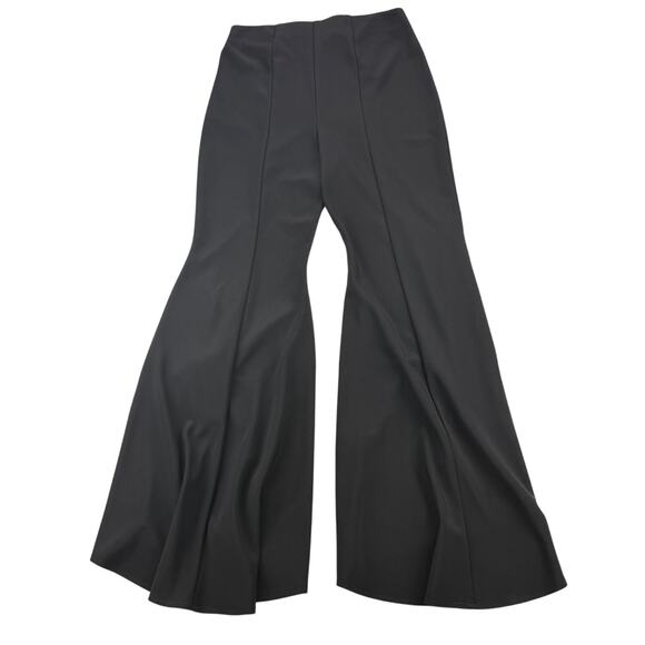 JOSEPH RIBKOFF Silky Knit Flare Hi-low Ruffle Hem Pant Sz 4 Black - Picture 5 of 6